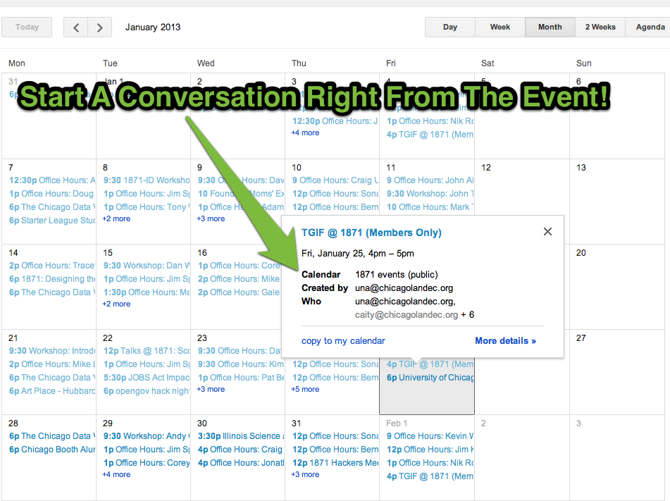 Google Calendar Conversations Suggestion